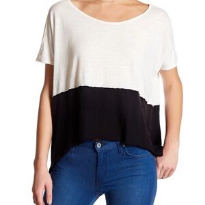 We the free Black and White Colorblock Top